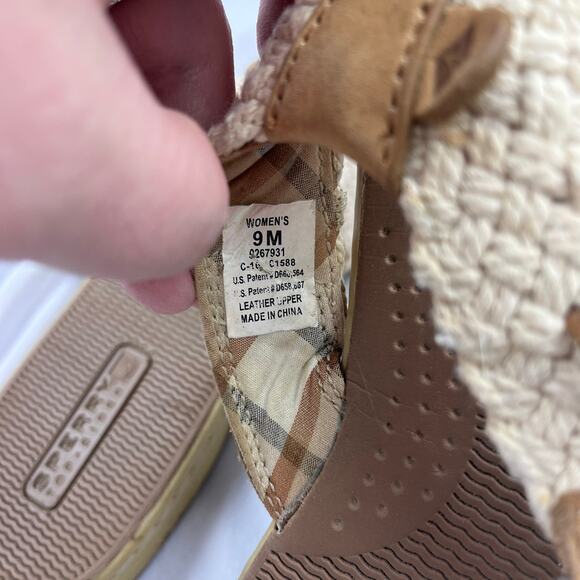 Sperry Topsider Sandals Womens 9 Macrame Leather Flip Flop Sailing Nautical Easy - Picture 5 of 7